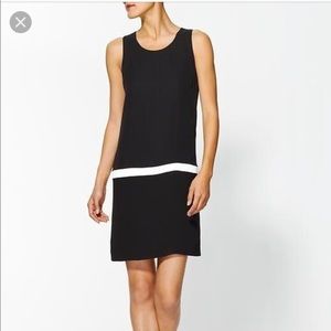Joie Black silk dress with white trim